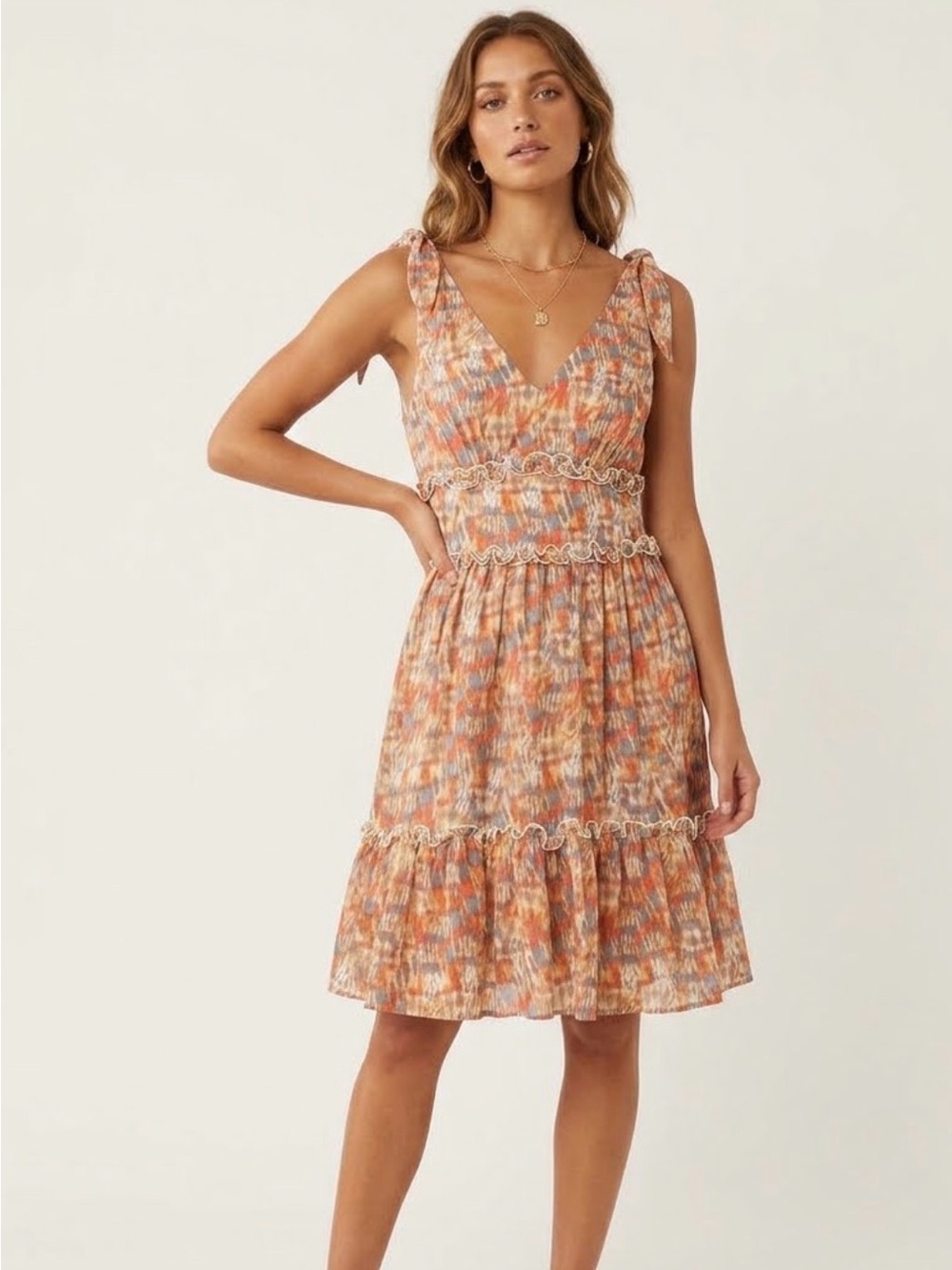 Gypsies & Moondust Multicolor Boho Tie Dye Ruffle Sleeveless Dress S